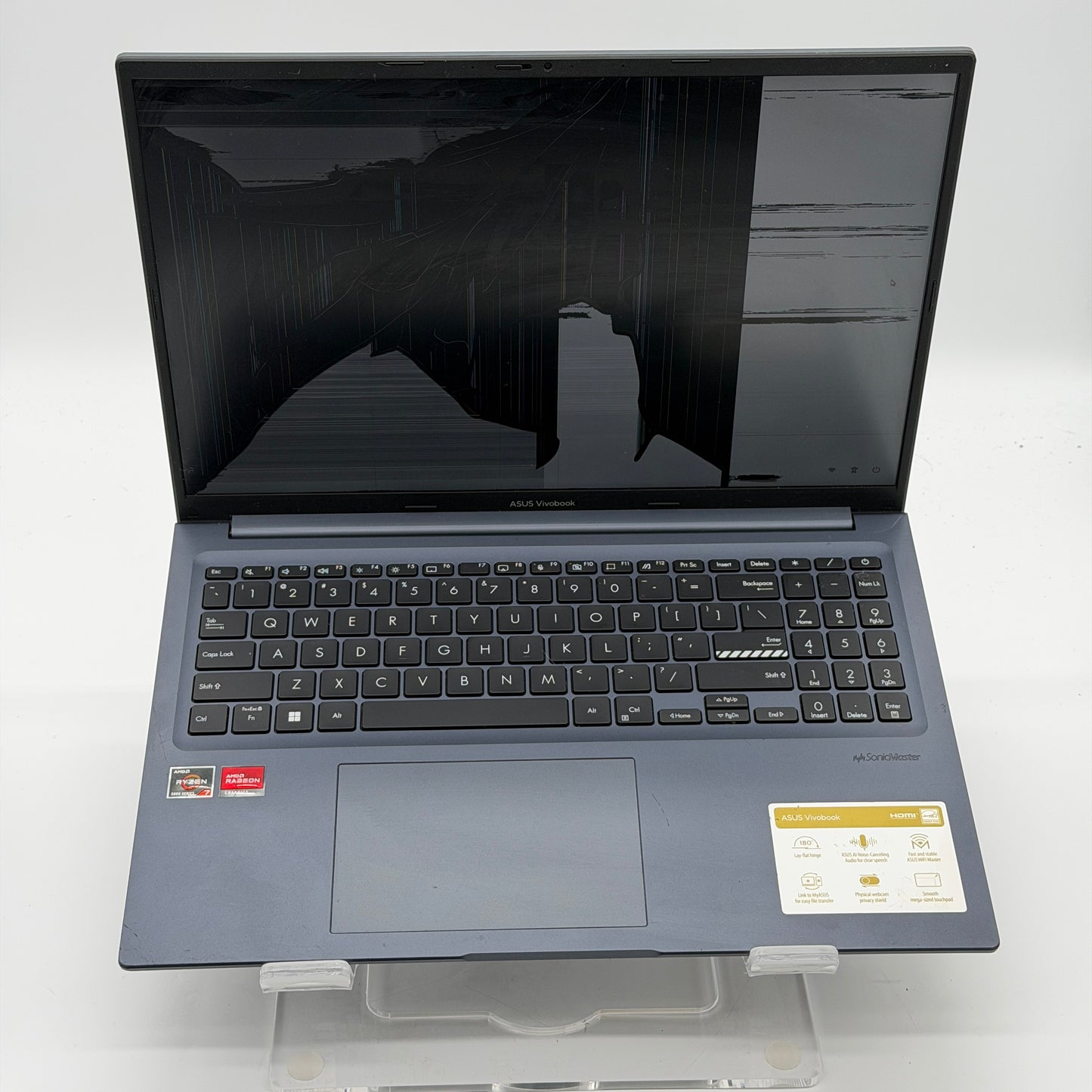 Asus Vivobook M1603Q Laptop - AMD Ryzen 7, 12GB RAM, 512GB SSD, Blue, Broken Screen