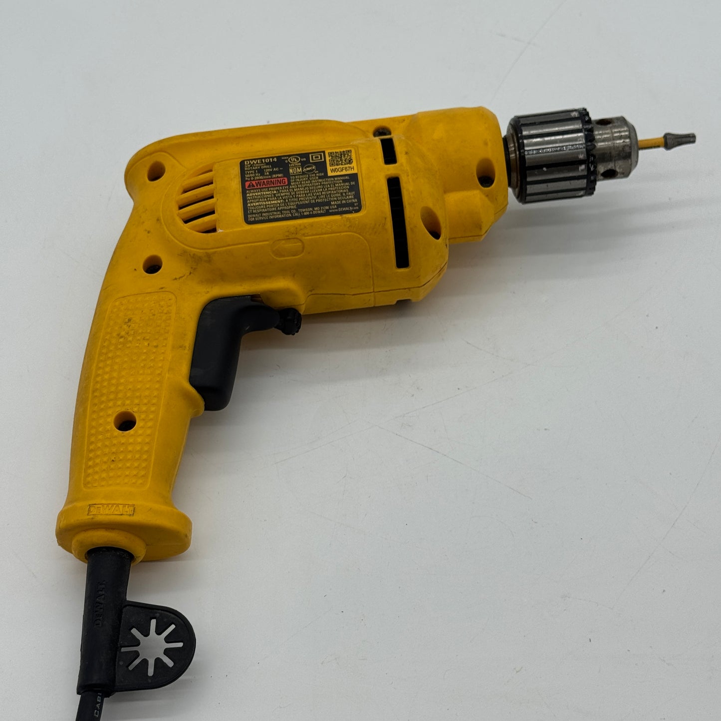 DeWalt DWE1014 3/8" Corded Rotary Drill 7A 115v - Used, Yellow