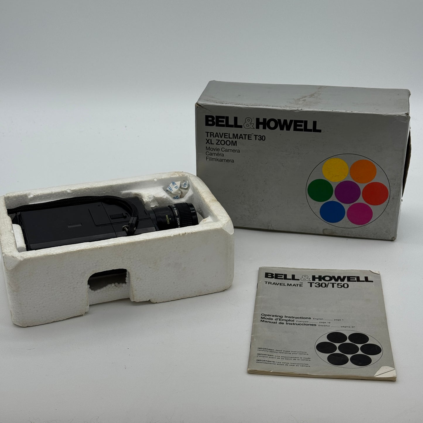 Bell & Howell T30 XL T30XL Super 8 Film Movie Camera - Used With Box - Black