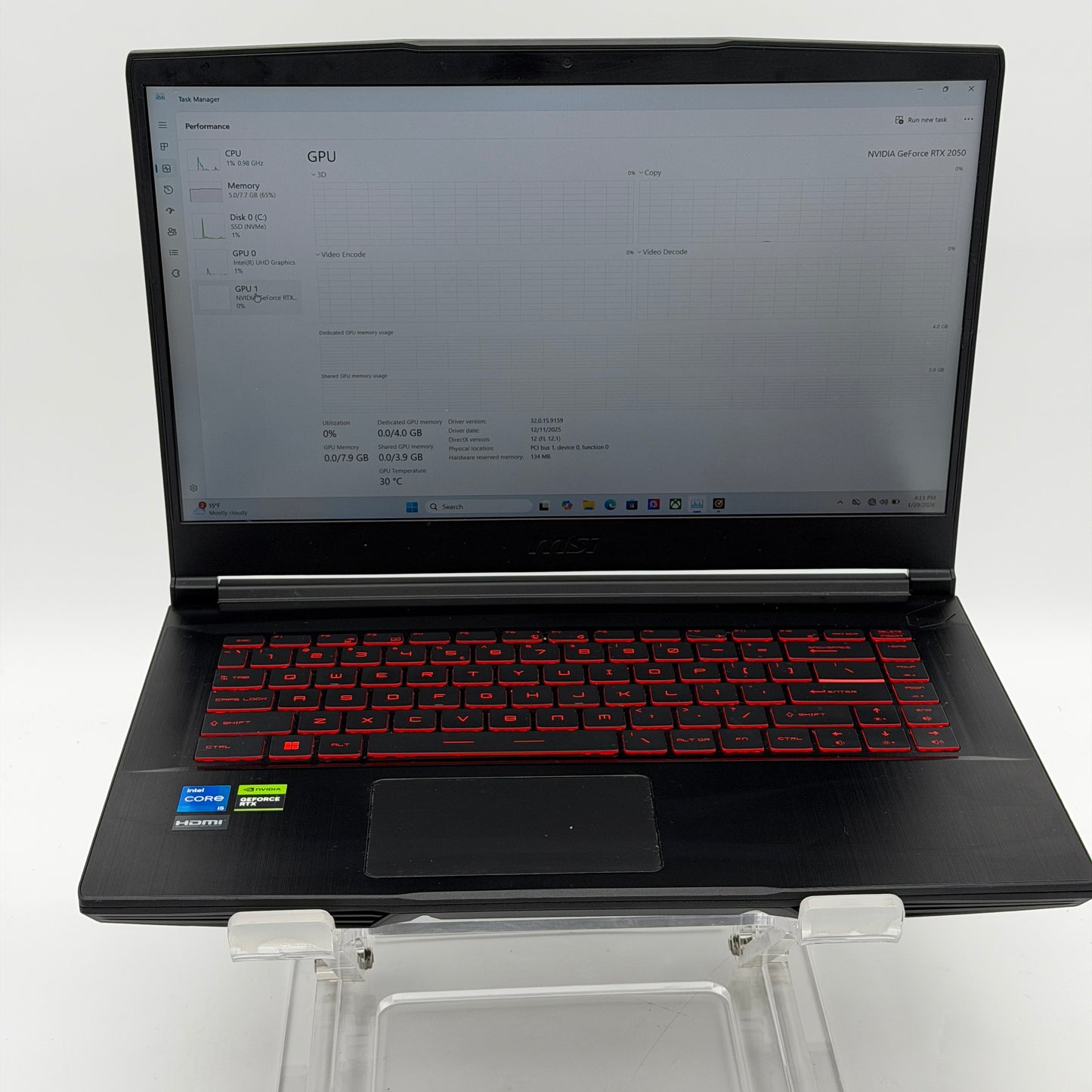 MSI - THIN GF63 15.6" 144Hz FHD Laptop intel core i5 12450H 8GB Memory-RTX 2050