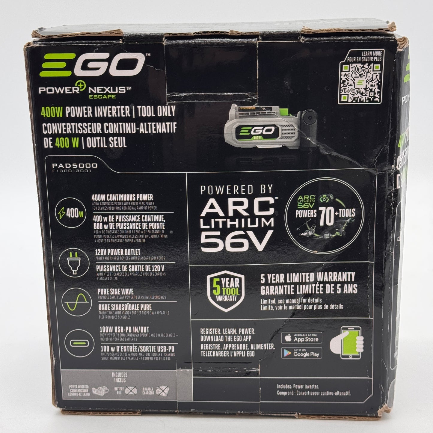 EGO Power+ Nexus Escape 400W Inverter PAD5000 Multi-Colored New Open Box