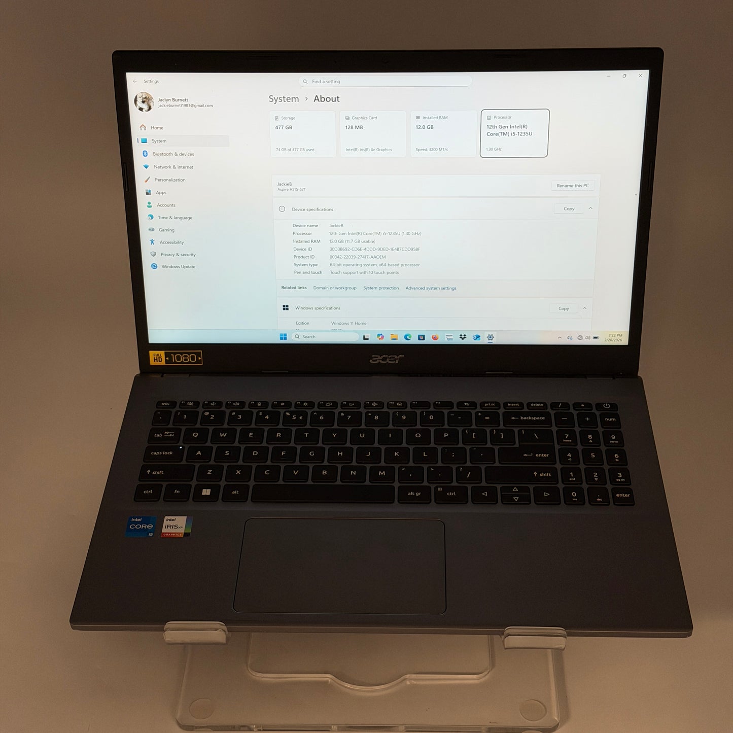 Acer Aspire 5 15 N22C6 15" i5 12GB RAM 500GB SSD Silver Laptop