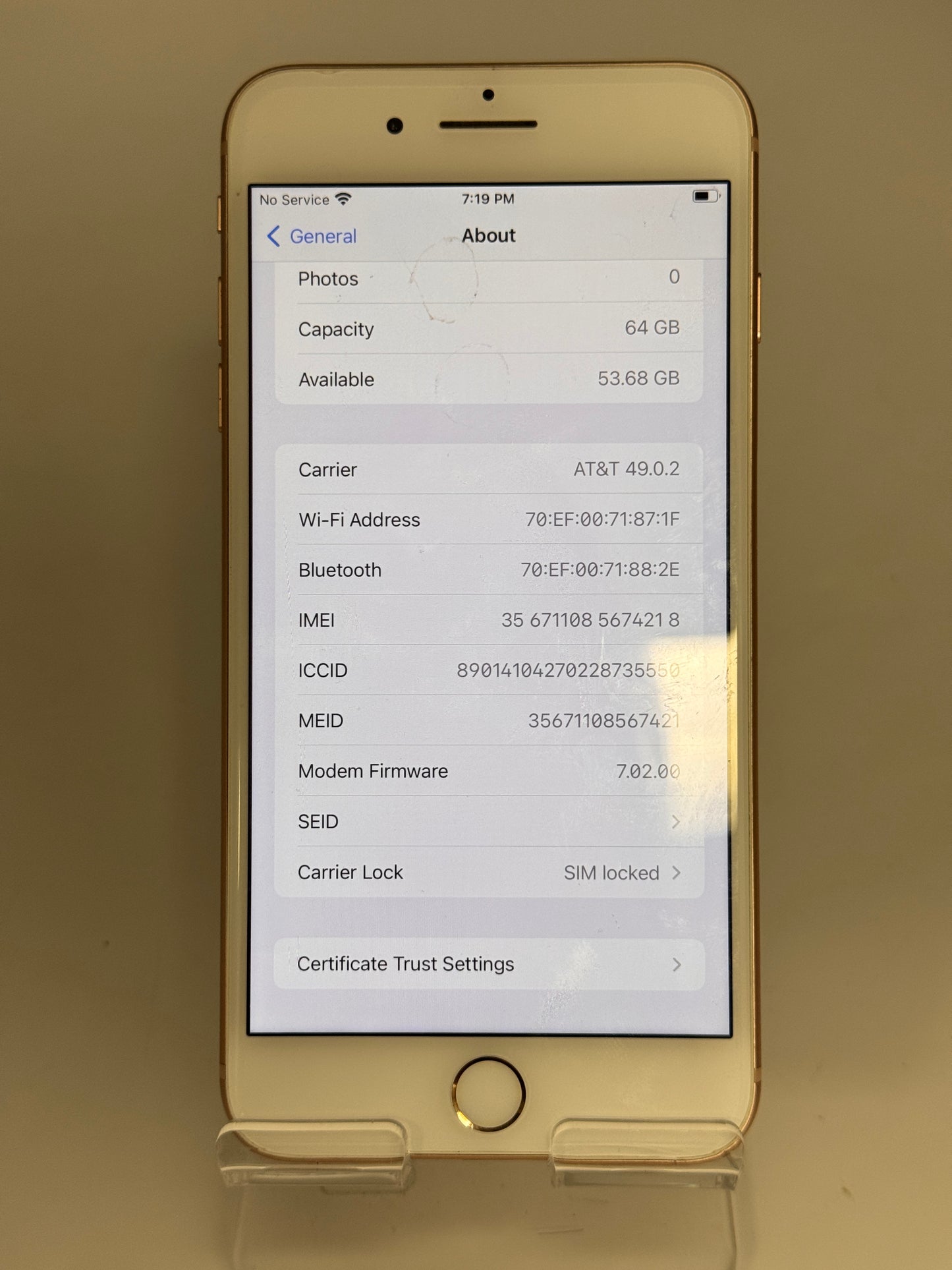 Apple iPhone 8 Plus 64GB Gold - Broken Condition