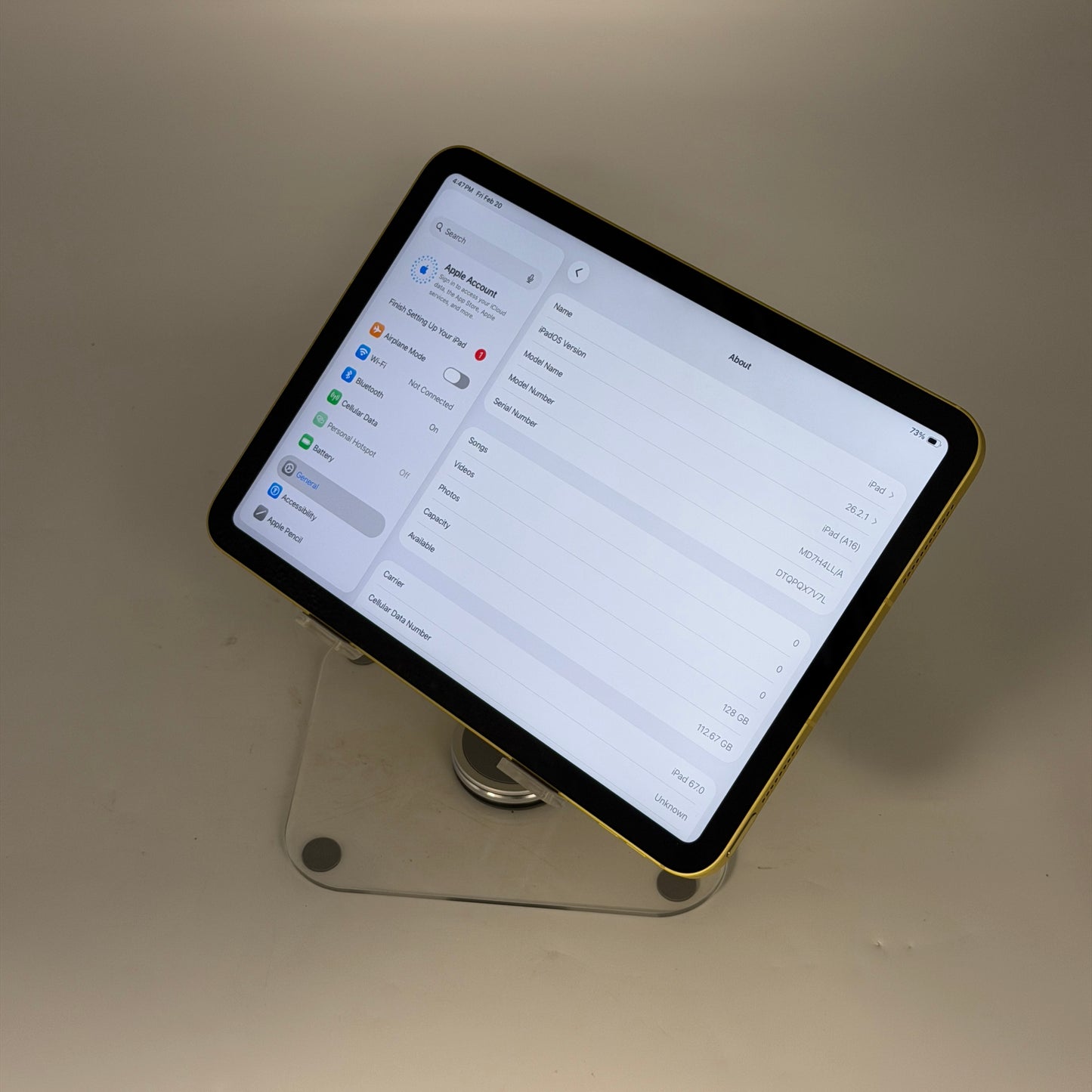 Apple iPad 11th Gen A16 128GB Yellow (Wifi + 5G) BH 100% - Used - Free Shipping