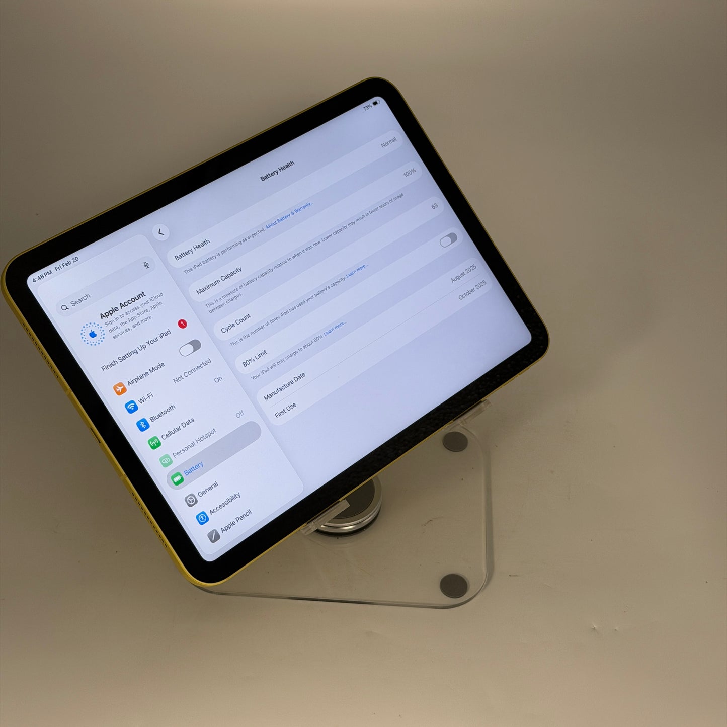 Apple iPad 11th Gen A16 128GB Yellow (Wifi + 5G) BH 100% - Used - Free Shipping
