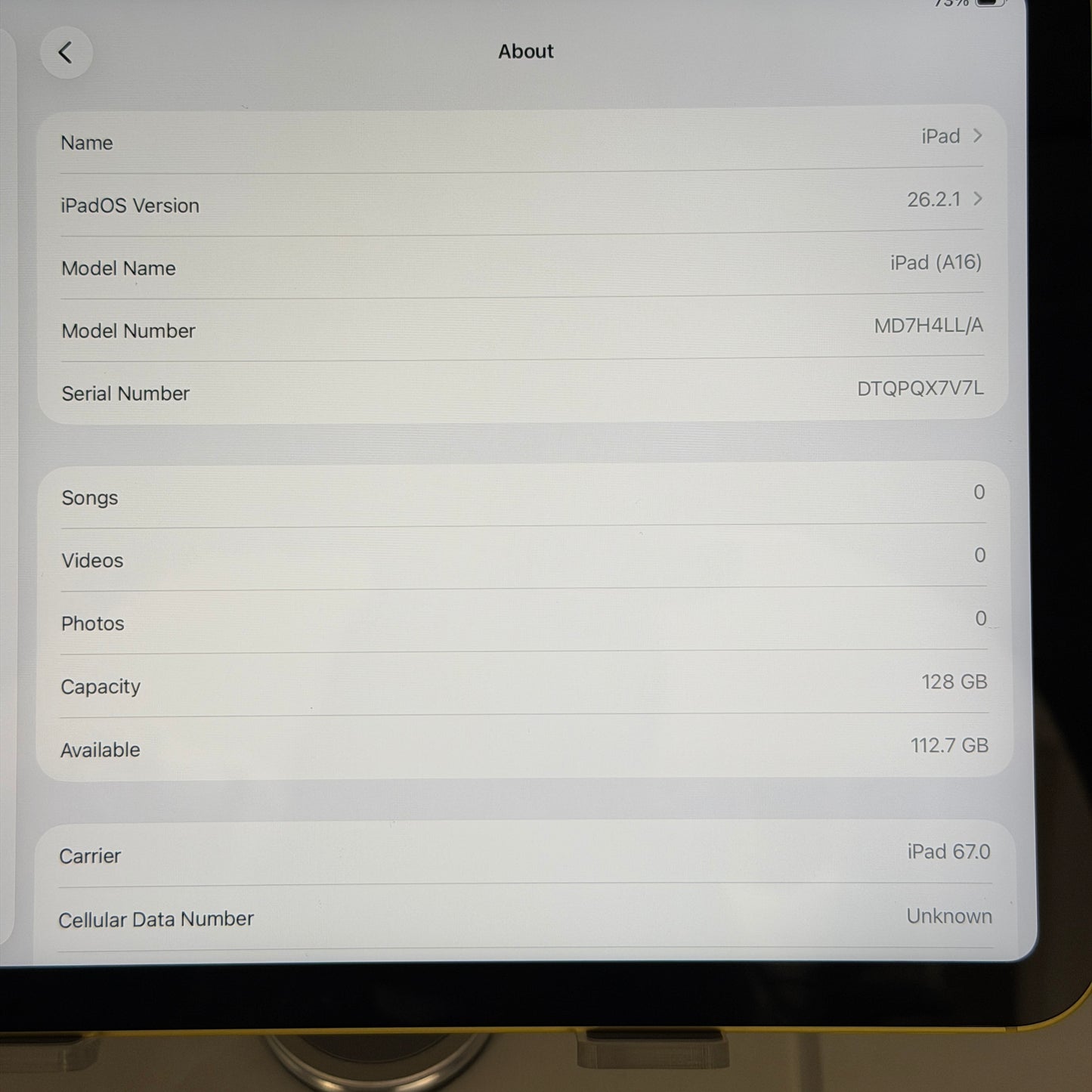 Apple iPad 11th Gen A16 128GB Yellow (Wifi + 5G) BH 100% - Used - Free Shipping