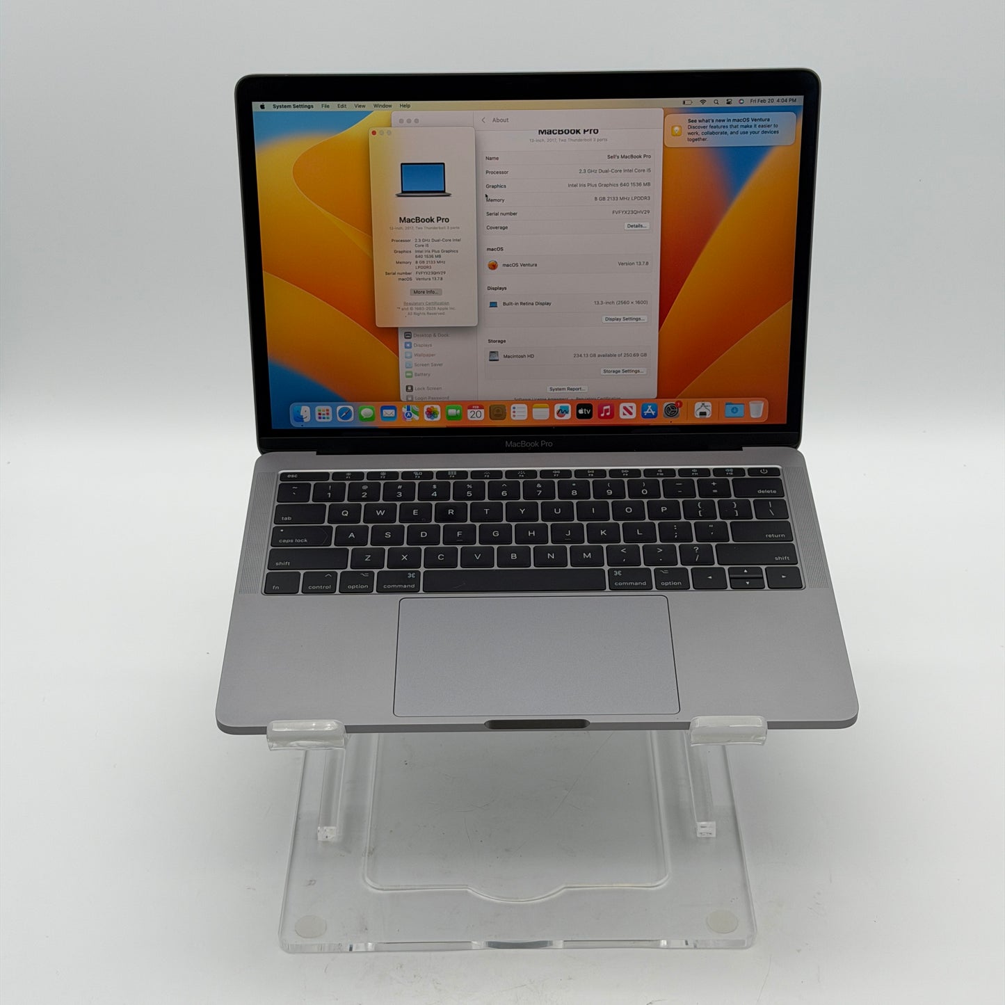 Apple MacBook Pro 13 Mid-2017 A1708 Core i5-7360U 8GB RAM 256GB SSD 3 cycles!