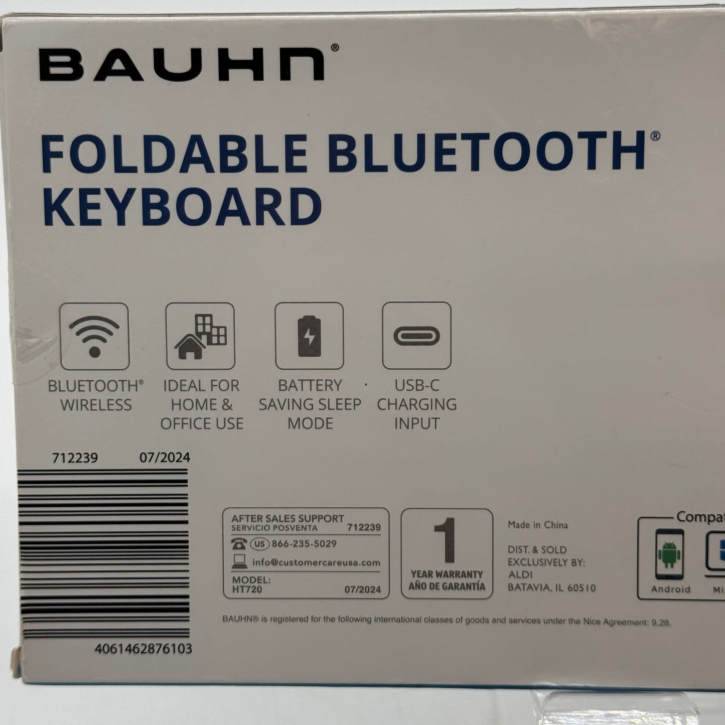 Bauhn Foldable Bluetooth Keyboard - Gray - New Open Box