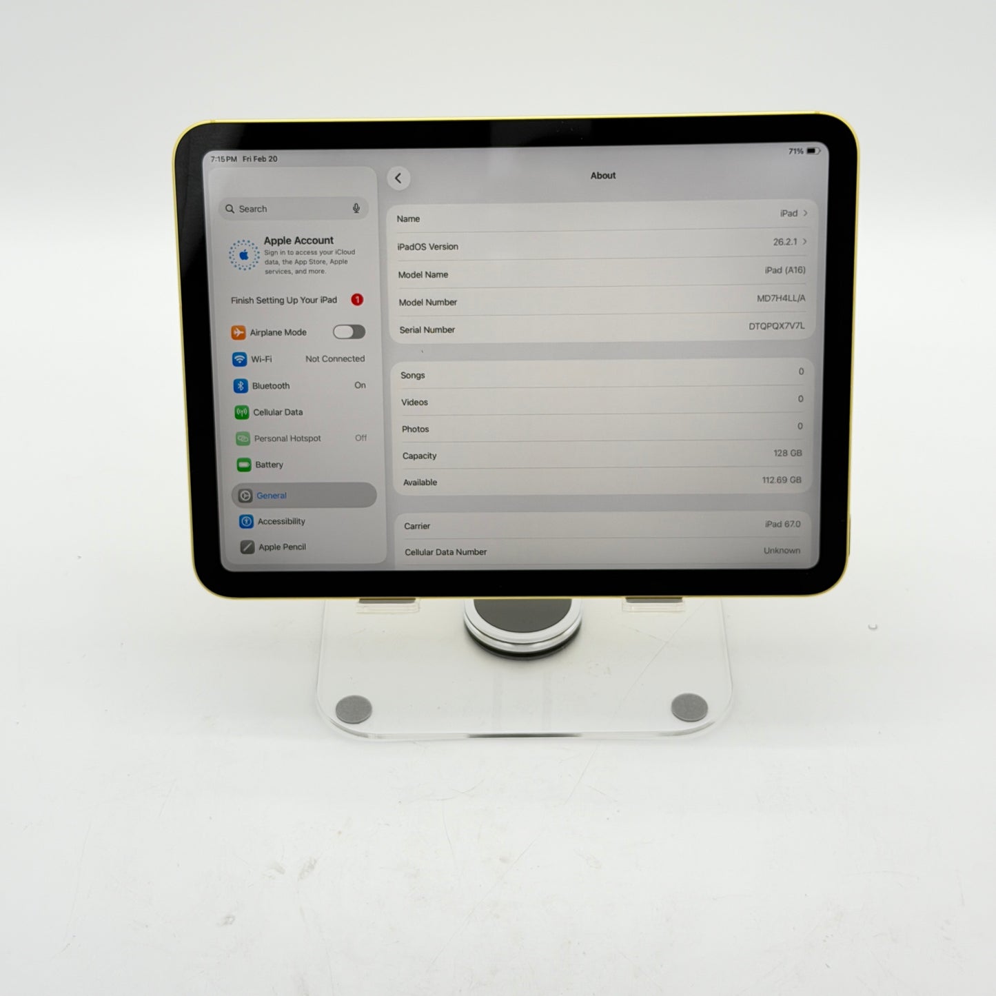 Apple iPad 11th Gen A16 128GB Yellow (Wifi + 5G) BH 100% - Used - Free Shipping