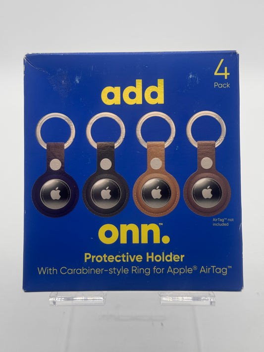 onn AirTag Holder w/Carabiner-Style Ring, 4-Pk - Multi-Colored