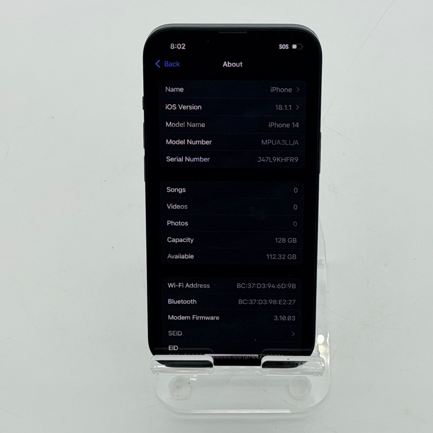 Apple iPhone 14 128GB Midnight Black (AT&T) LOCKED Smartphone 96% Battery TESTED