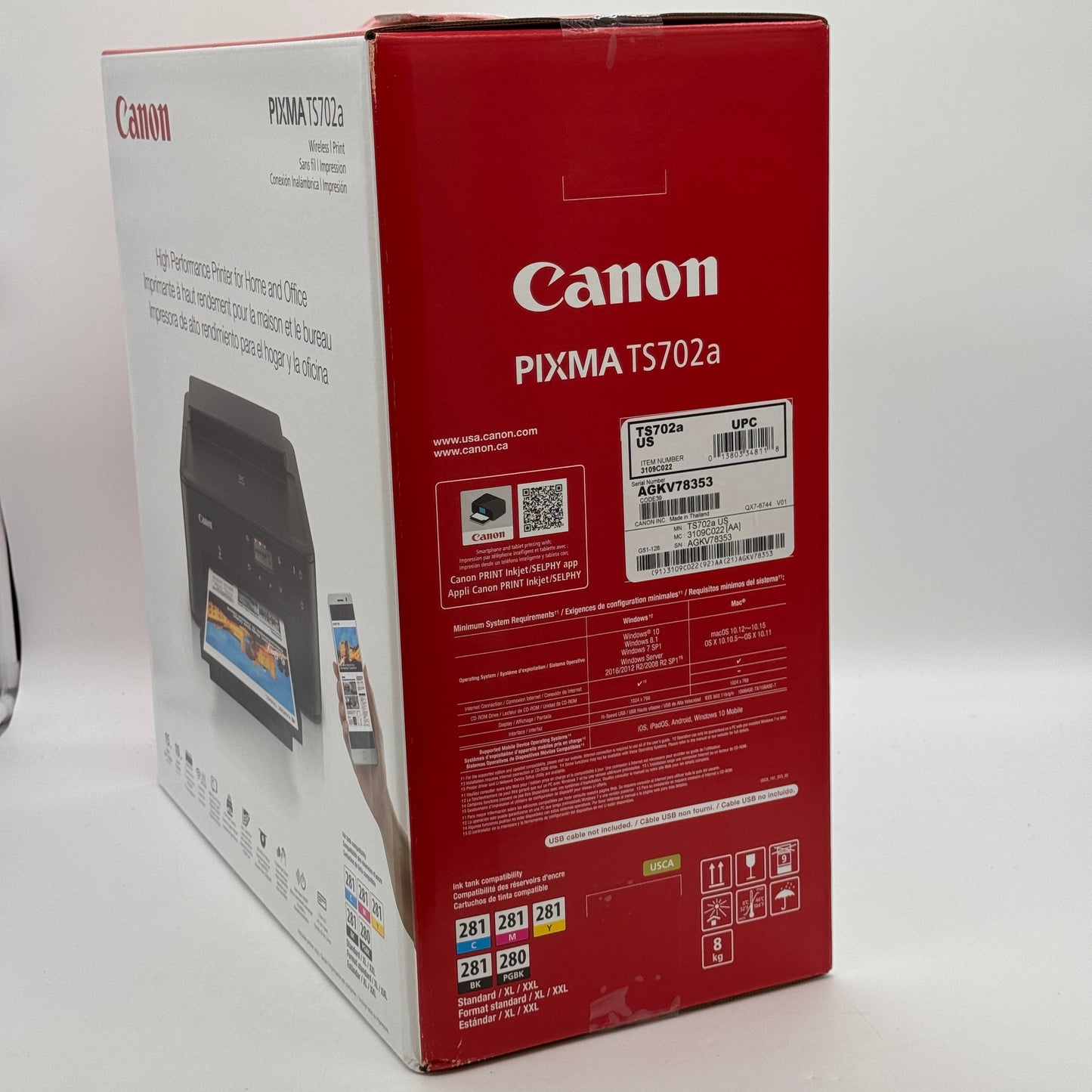 Canon PIXMA TS702a Desktop Wireless Inkjet Printer - Color - 4800 x 3109C022