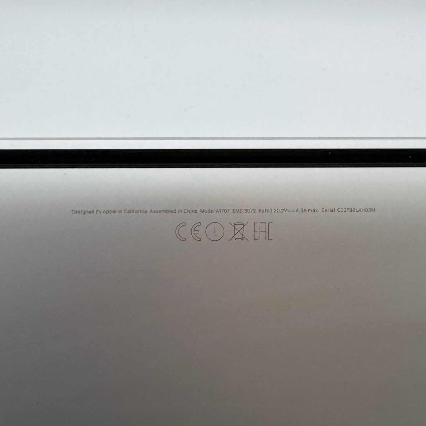 Apple MacBook Pro 15 inch A1707 2016 Core i7 16GB 256GB Gray Used
