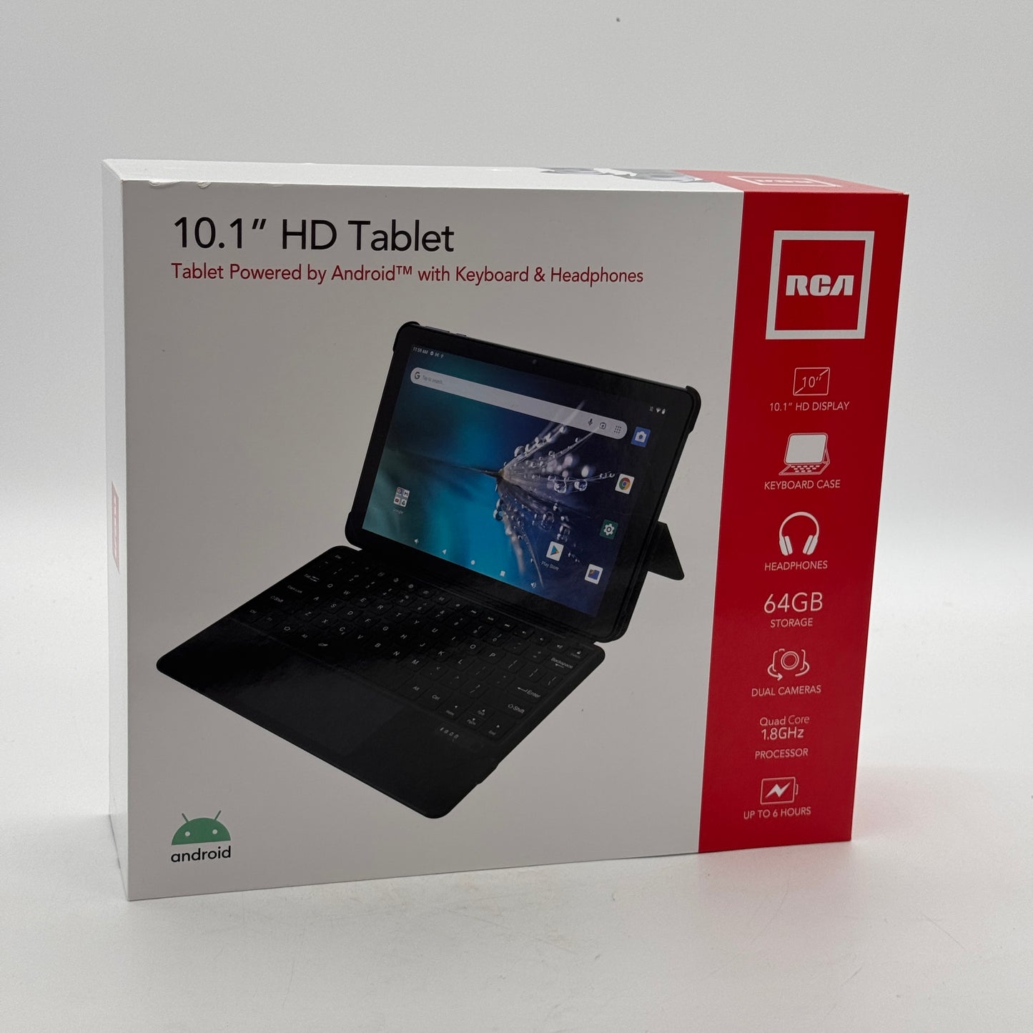 RCA 10.1" HD Android Tablet with Keyboard Case Bundle, 64GB Storage
