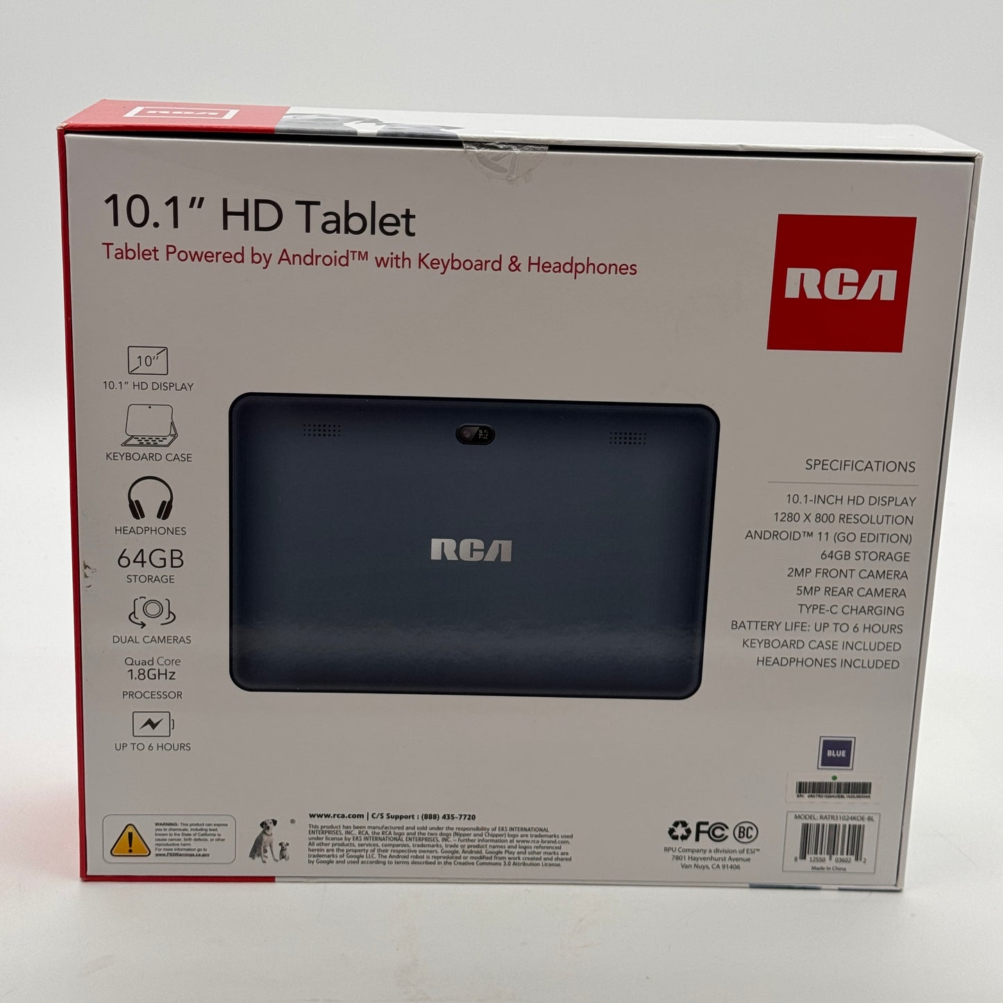 RCA 10.1" HD Android Tablet with Keyboard Case Bundle, 64GB Storage