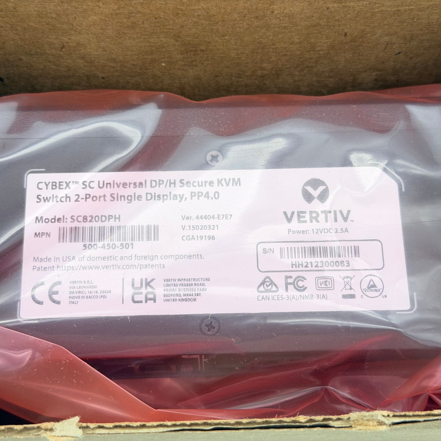 Vertiv Avocent Cybex SC800 Secure Desktop KVM 2 Port Universal DisplayPort New In Box