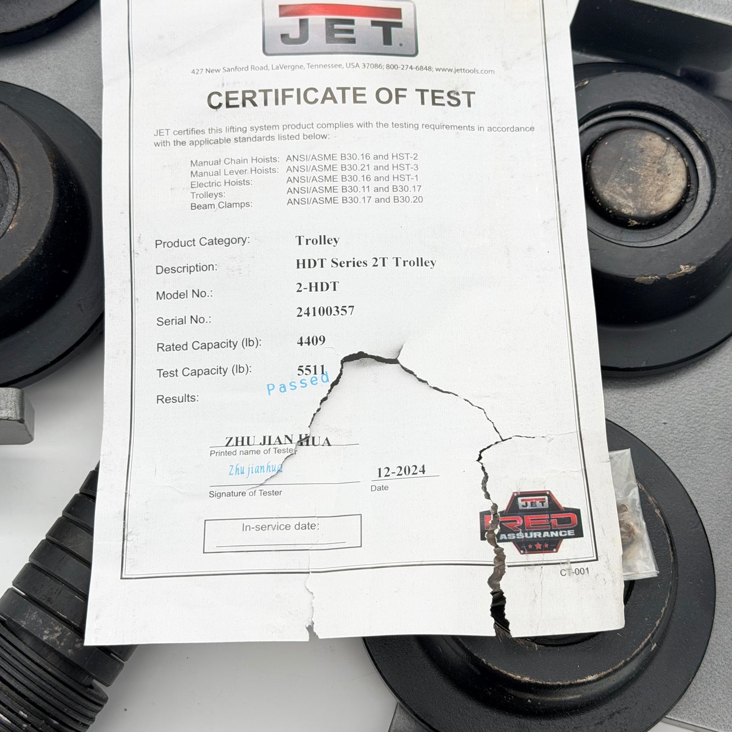 Jet 262020 2-HDT 2 Ton Hoist - New No Box