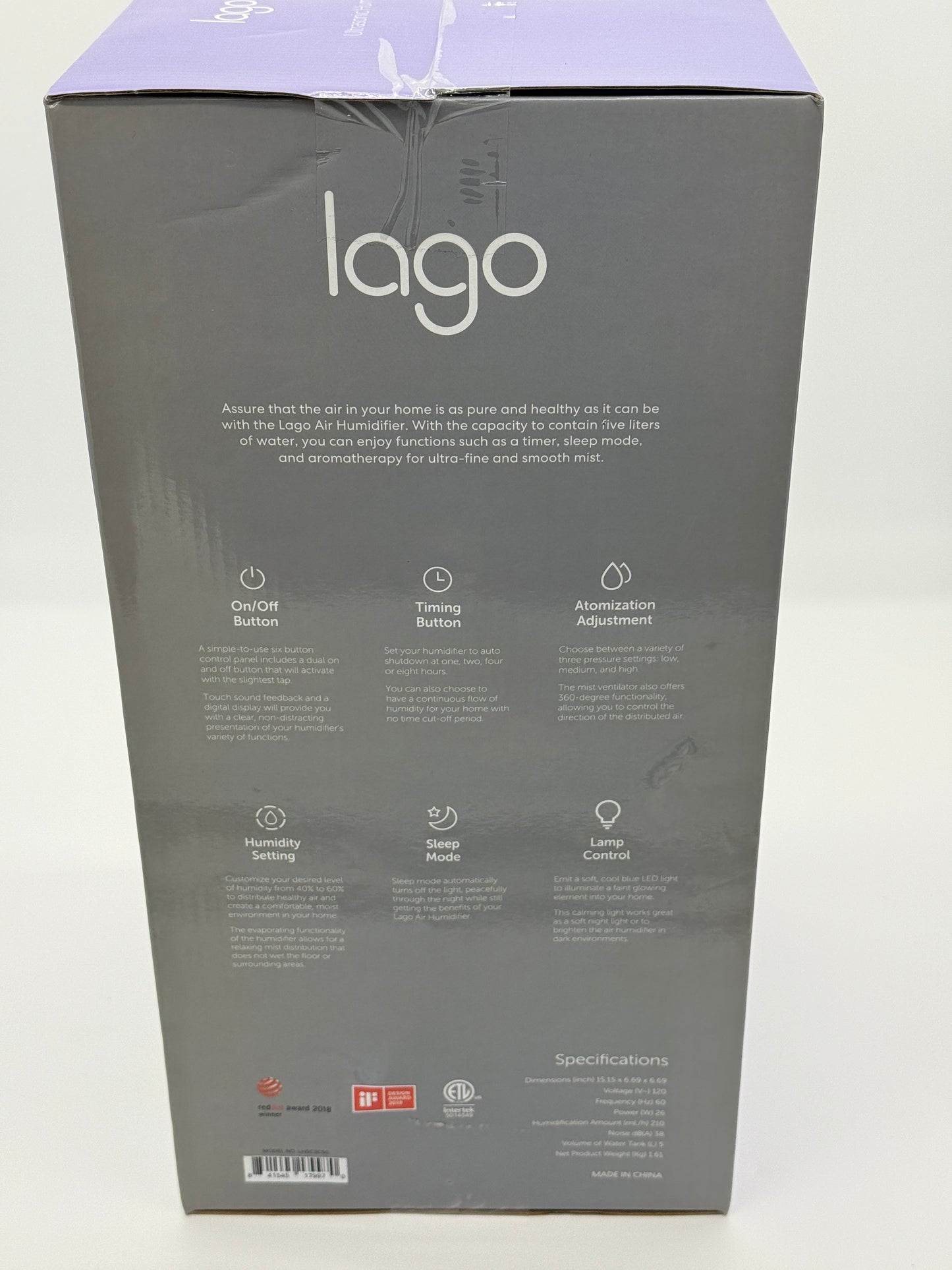 Lago Ultra Cool Mist Humidifier 5L - Brand New, White