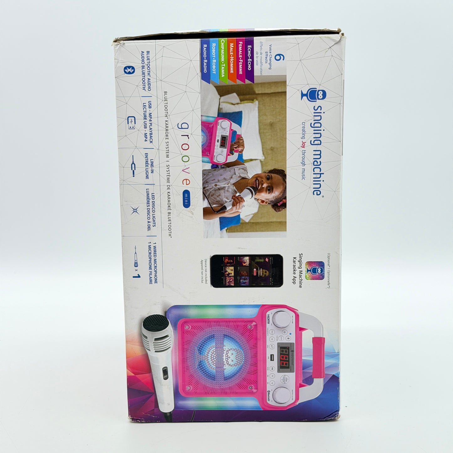 Singing Machine Portable Karaoke Machine with Wired Microphone, Bluetooth, LED Lights, CD+G Player & USB