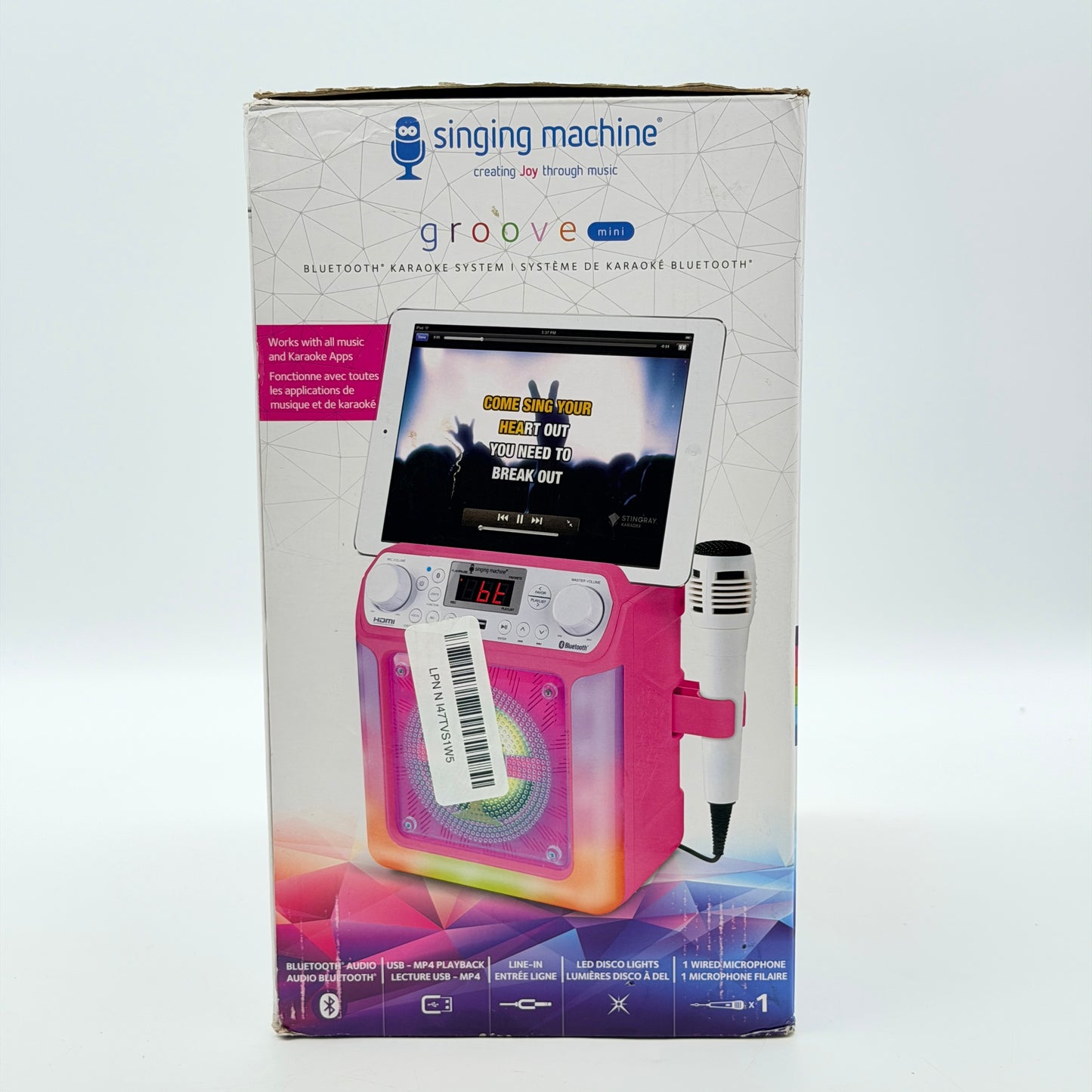 Singing Machine Portable Karaoke Machine with Wired Microphone, Bluetooth, LED Lights, CD+G Player & USB