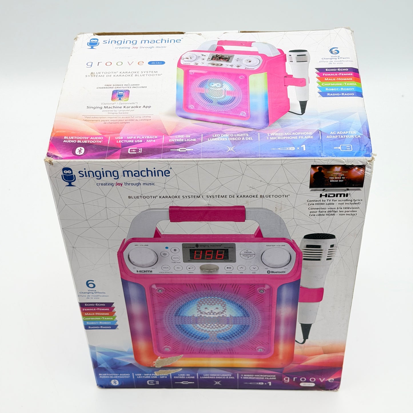Singing Machine Portable Karaoke Machine with Wired Microphone, Bluetooth, LED Lights, CD+G Player & USB