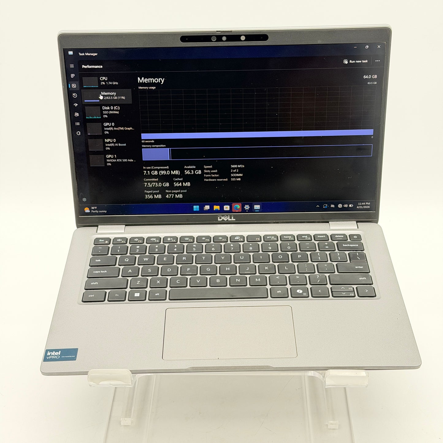 Dell Precision 3490 15.6-inch Intel Core Ultra 7 165H 64GB 2TB RTX 500 Ada Used - A Laptop