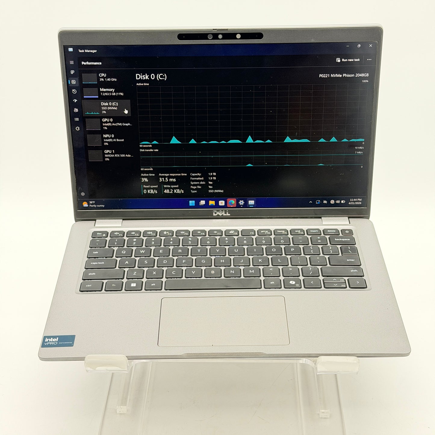 Dell Precision 3490 15.6-inch Intel Core Ultra 7 165H 64GB 2TB RTX 500 Ada Used - A Laptop