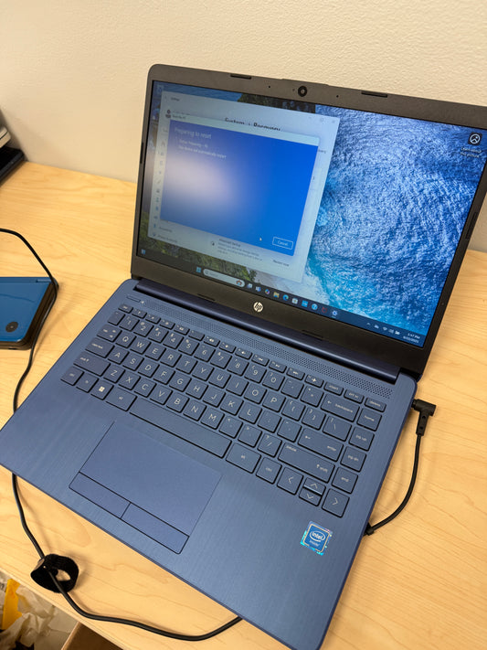 HP 14-cf2111wm Blue Laptop - Intel Celeron, 4GB RAM, 64GB Storage - Excellent Condition