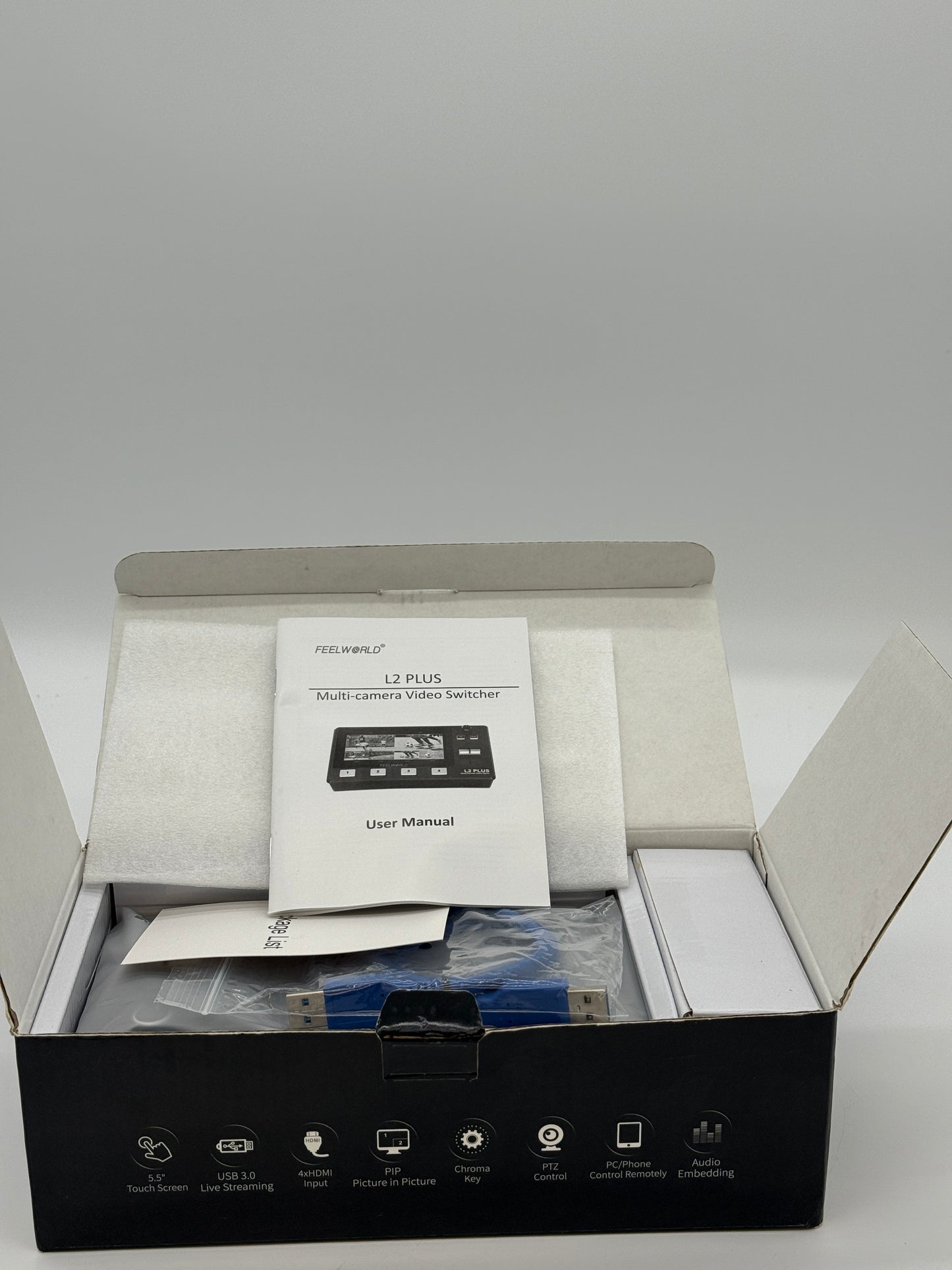 Feelworld L2 Plus Multi-Camera Video Switcher - Black - New Open Box