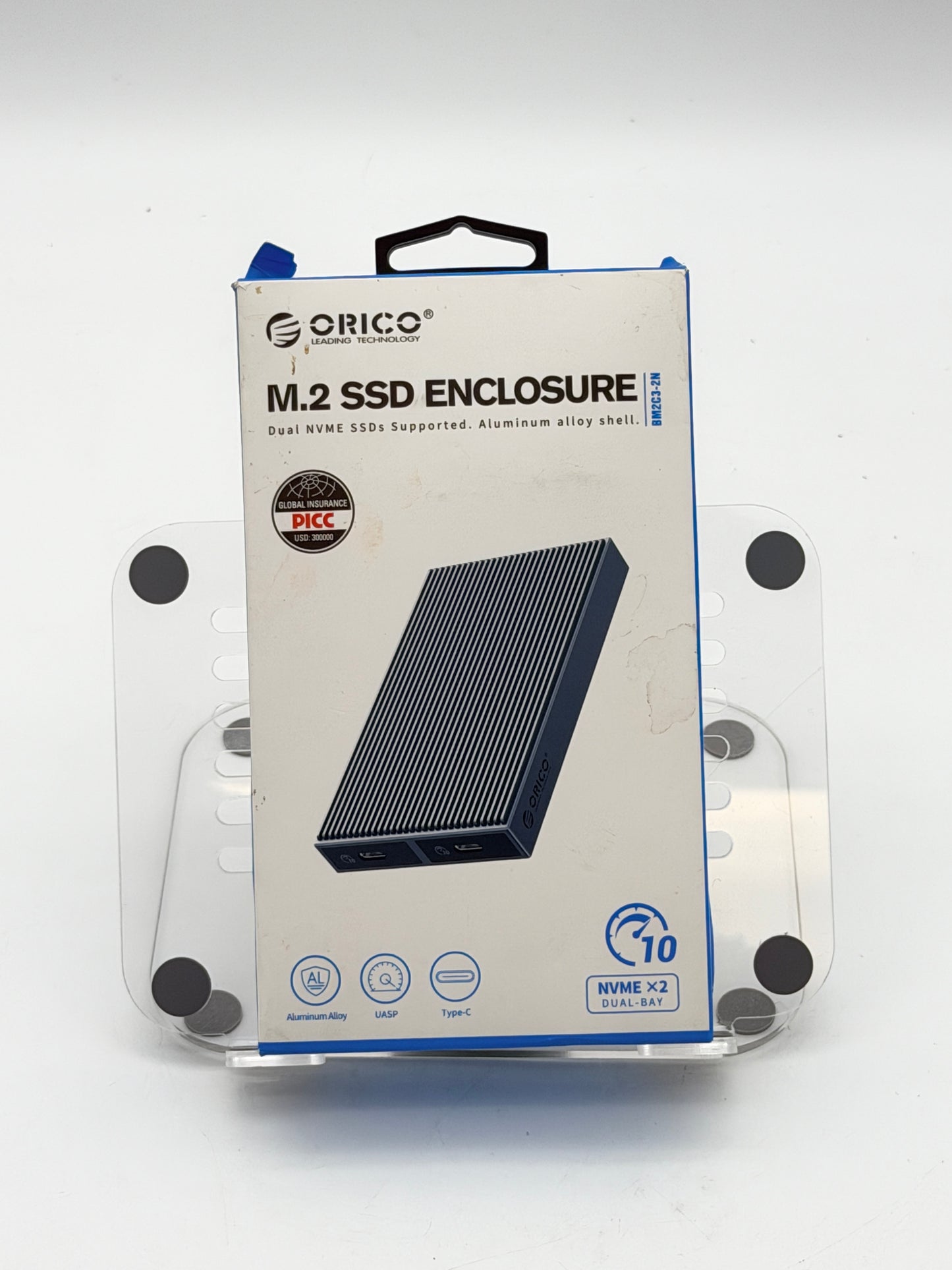 Orico M.2 SSD Enclosure Dual NVME SSD Supported Black New Open Box