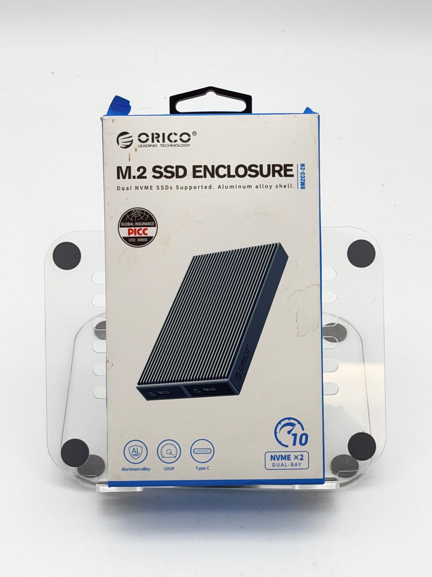 Orico M.2 SSD Enclosure Dual NVME SSD Supported Black New Open Box