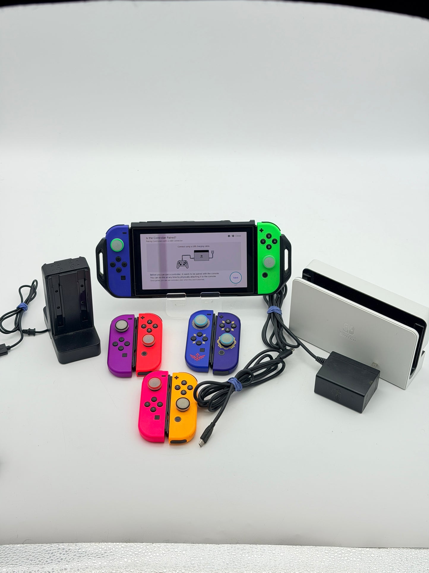 Nintendo Switch OLED Console Bundle w/ Dock Case 4 Sets Joy-Cons Charging Stand