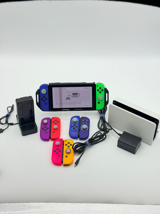 Nintendo Switch OLED Console Bundle w/ Dock Case 4 Sets Joy-Cons Charging Stand
