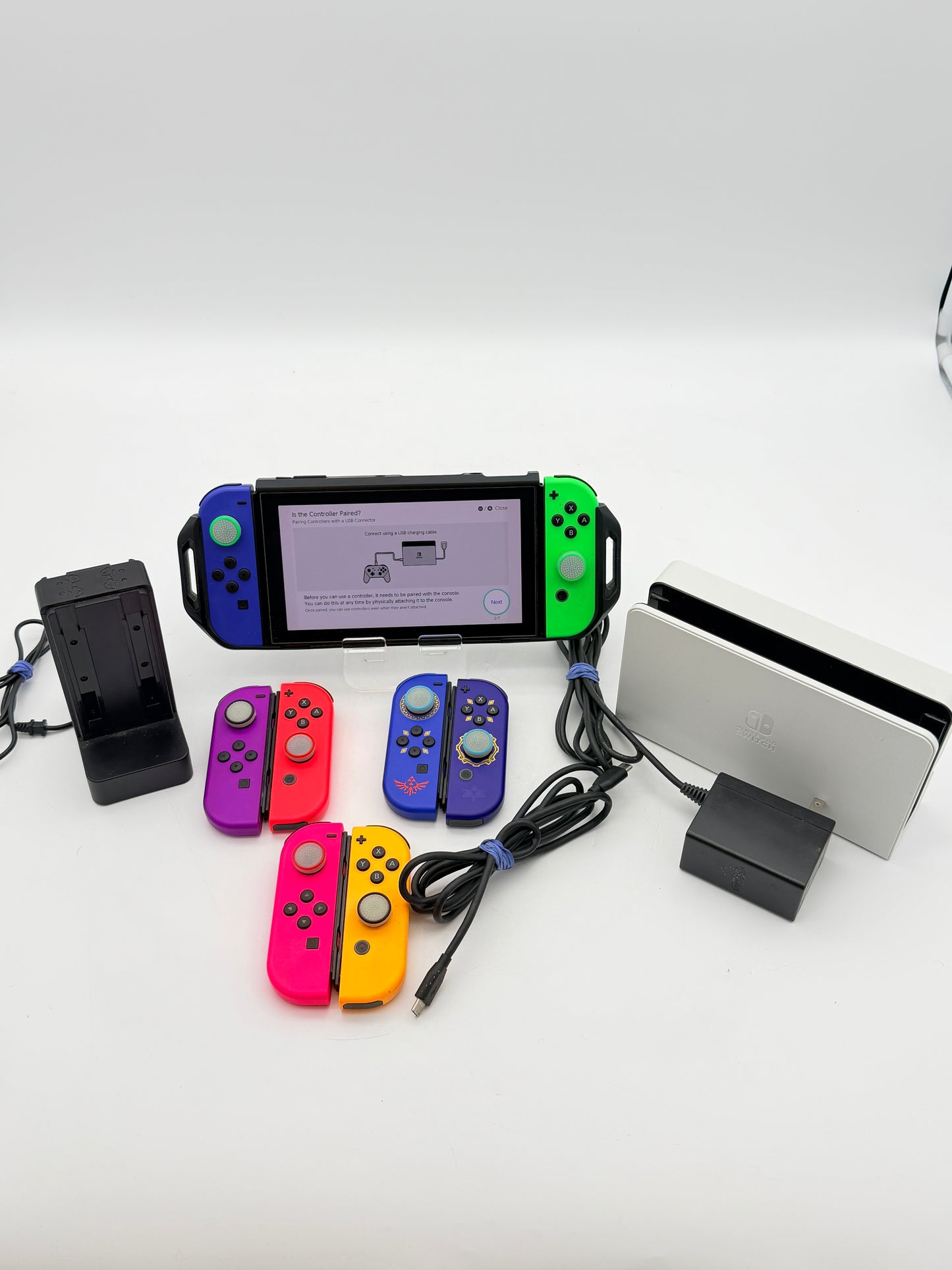 Nintendo Switch OLED Console Bundle w/ Dock Case 4 Sets Joy-Cons Charging Stand