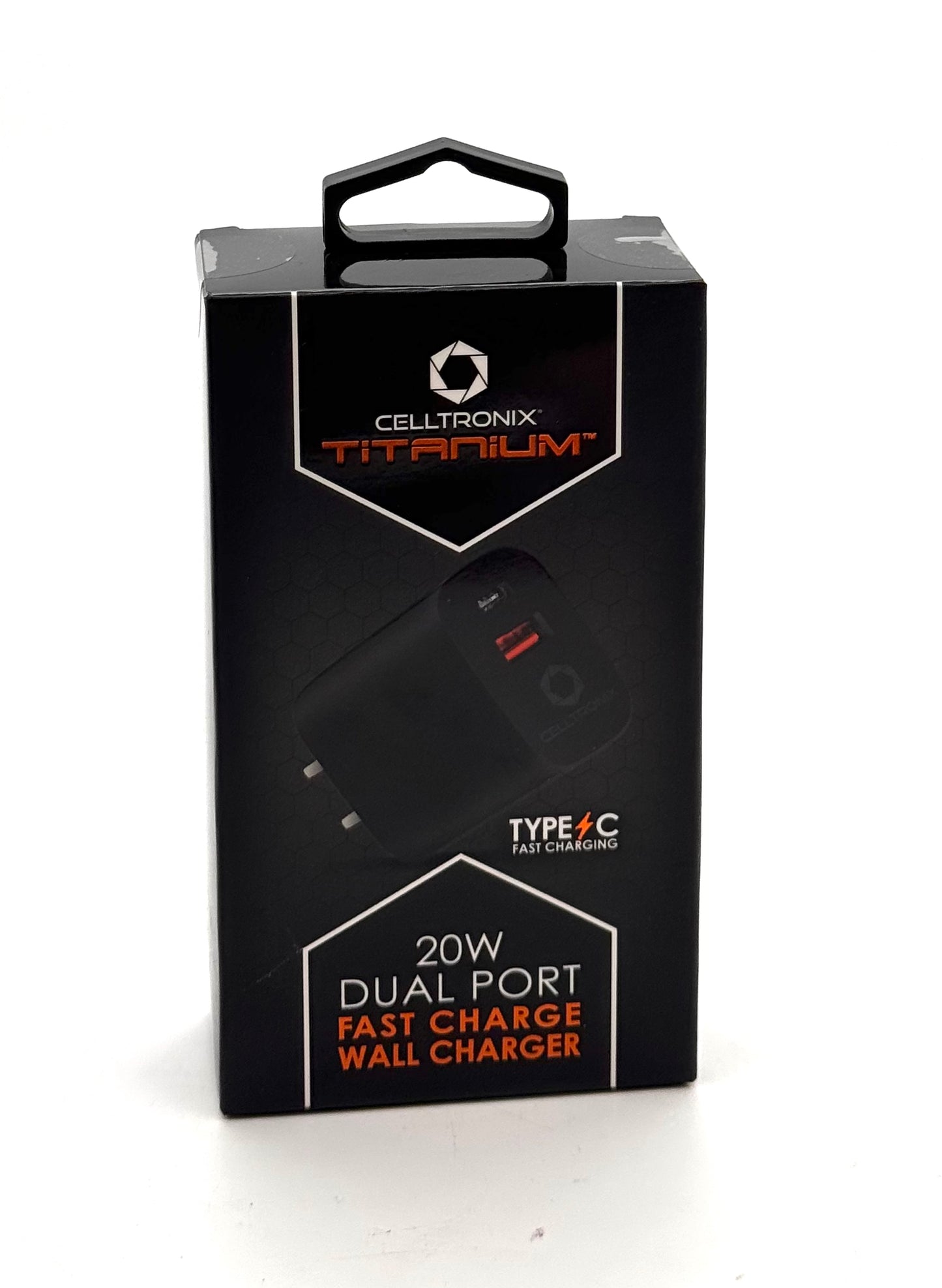 Celltronix Titanium Type-C Fast Charger Dual Port 20w USB C Wall Charger Black