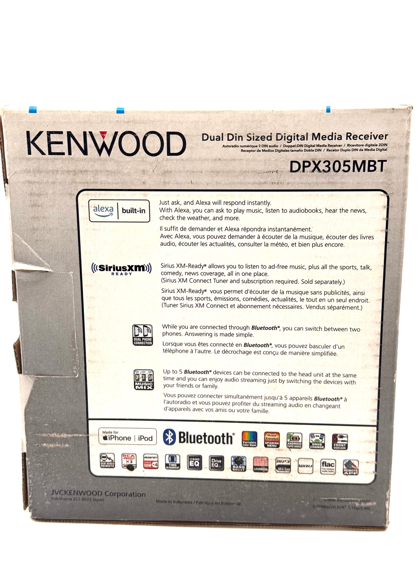 Kenwood DPX305MBT Car Audio Equipment - New In Box - Black