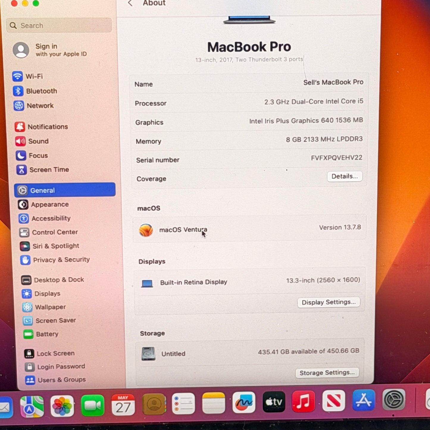 Apple MacBook Pro 13" A1708 2017 Core i5 8GB RAM 512GB SSD Black