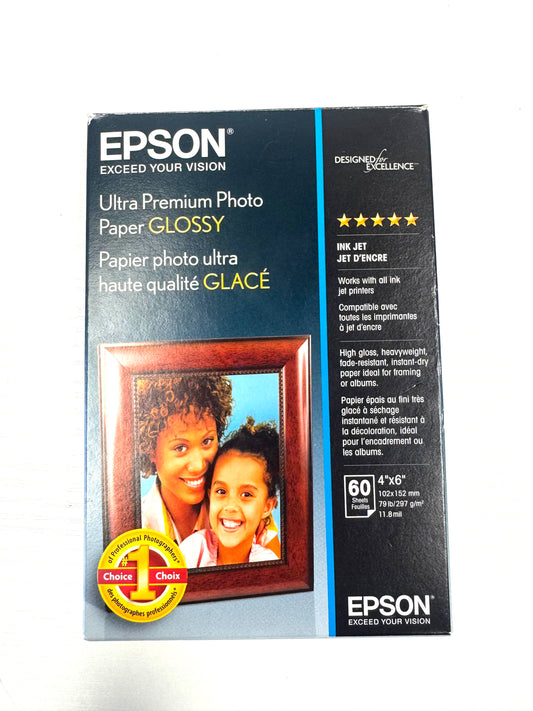 Epson 60-SHEET 4X6 Glossy Ultra Premium Photo Paper - New In Box - Multi-Colored