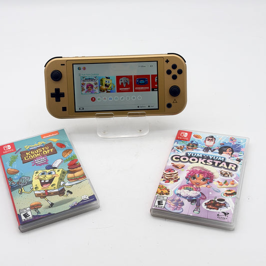 Nintendo Switch Lite Hyrule Edition Gold Console Bundle w/ SpongeBob & Yum Yum