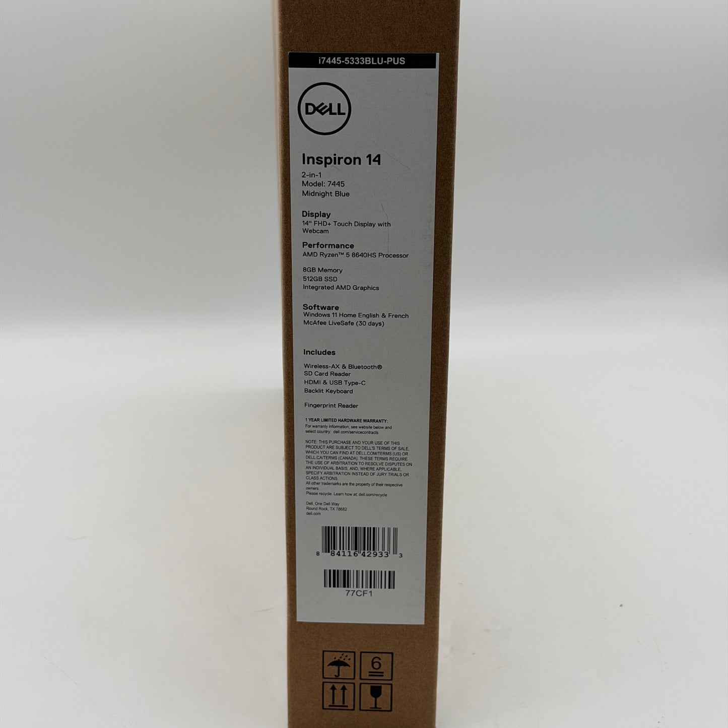 Dell Inspiron 14 2-in-1 7445 14" Touch Ryzen 5 8640HS 8GB RAM 512GB SSD Blue Open Box