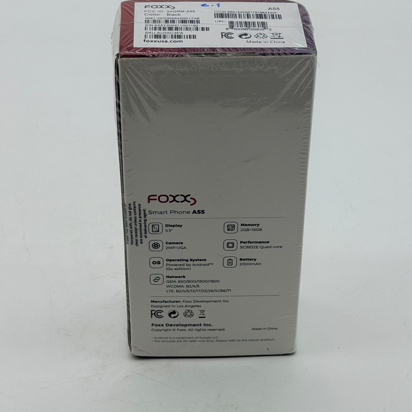 Factory Sealed/New In Box Foxx A55 5.5" Android Go Smartphone 16GB GSM