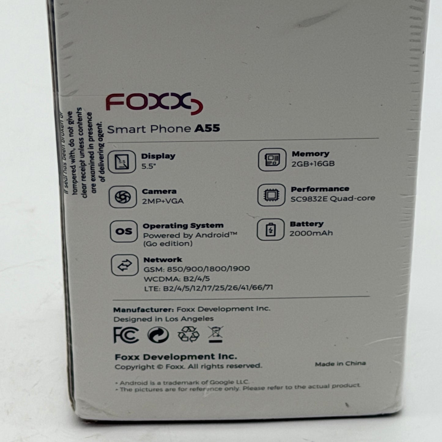 Factory Sealed/New In Box Foxx A55 5.5" Android Go Smartphone 16GB GSM