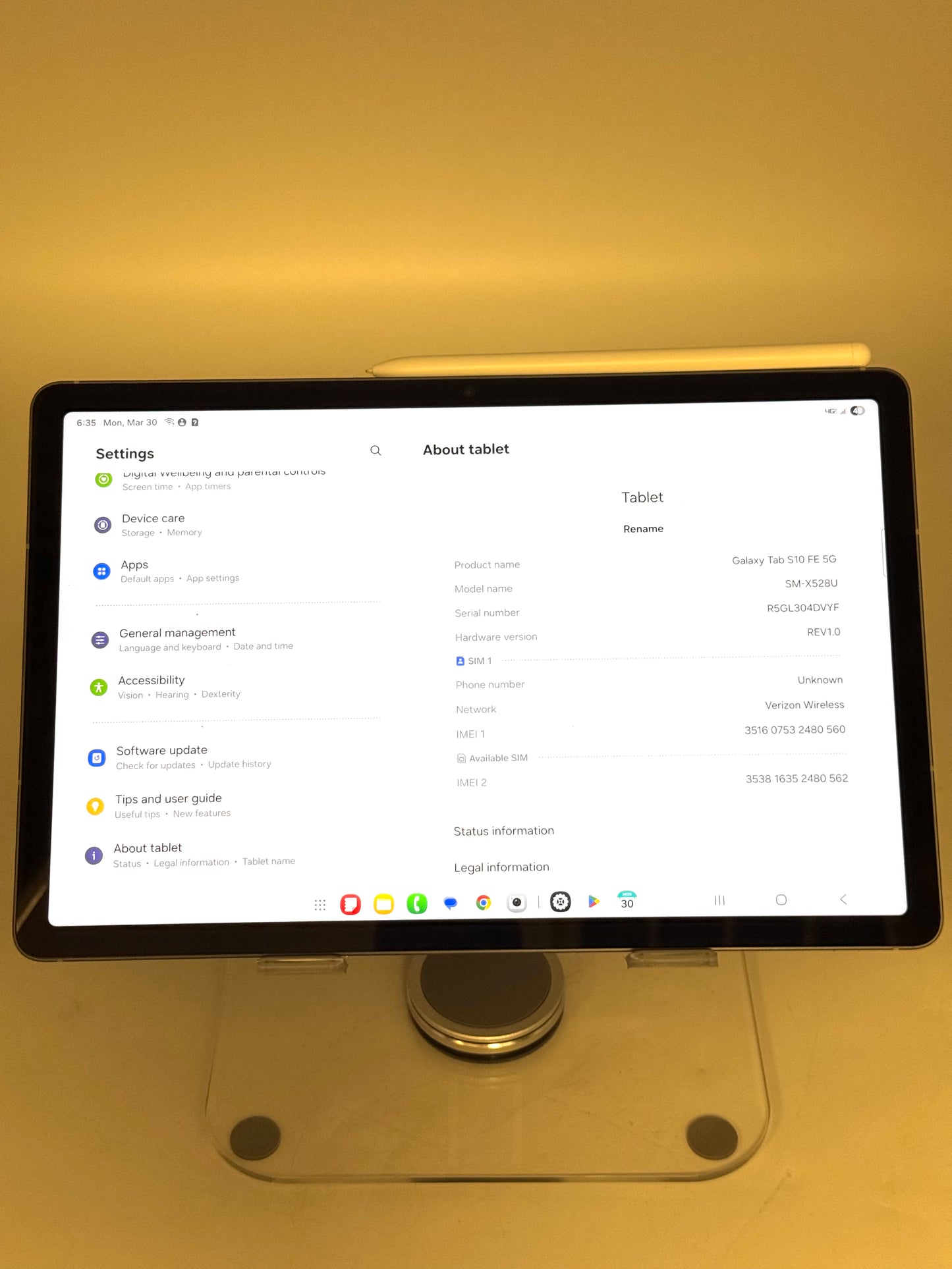 Samsung Galaxy Tab S 10 FE SM-X528U 128GB Blue LOCKED TO VERIZON