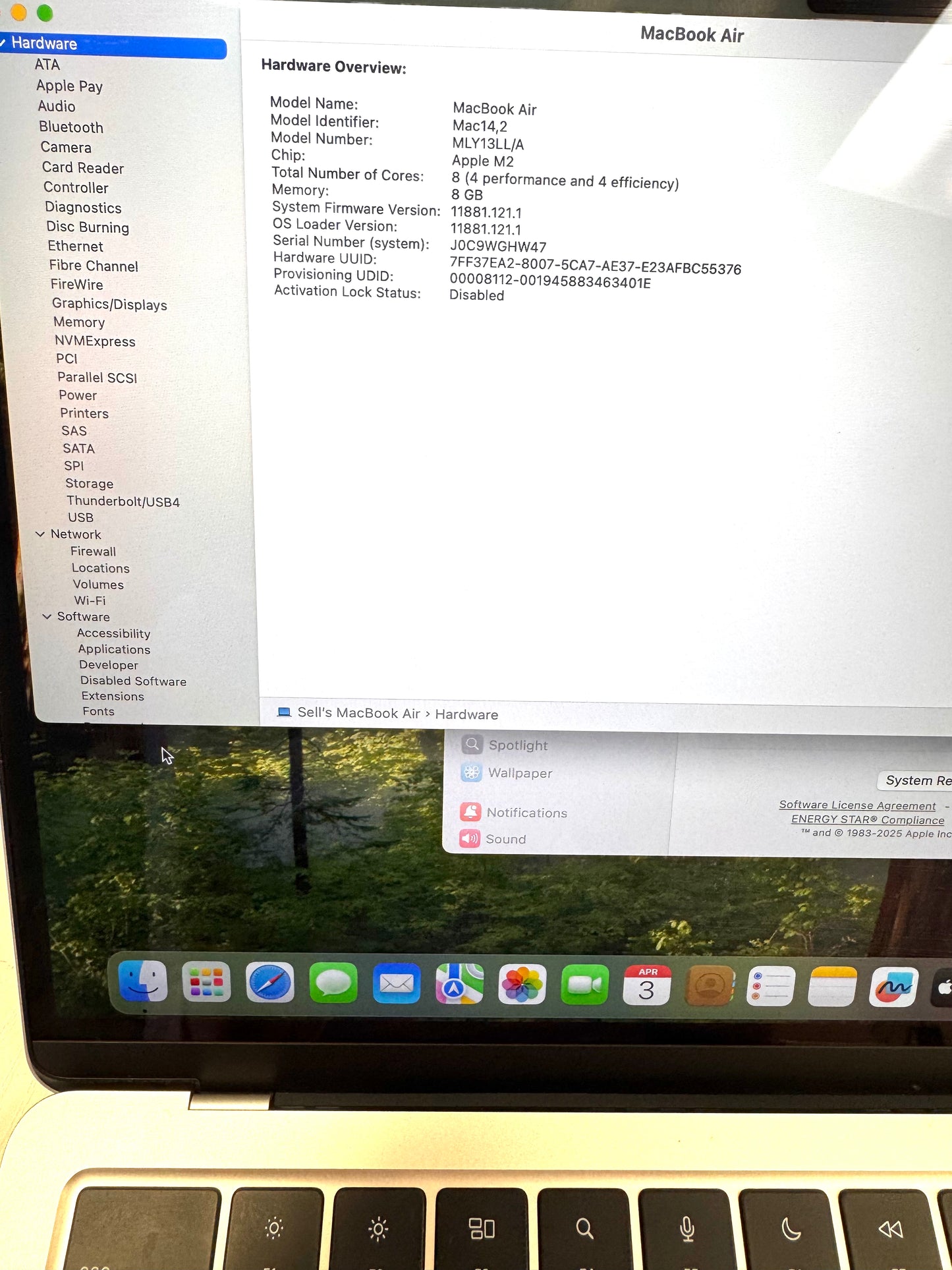 Apple MacBook Air 13-inch M2 A2681 2023 8GB 256GB Gray