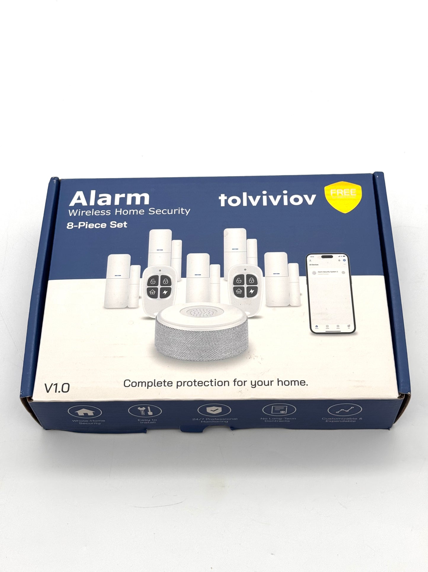 Tolviviov Wireless Home Security System 8-Piece Alarm Kit No Monthly Fee OPEN BOX