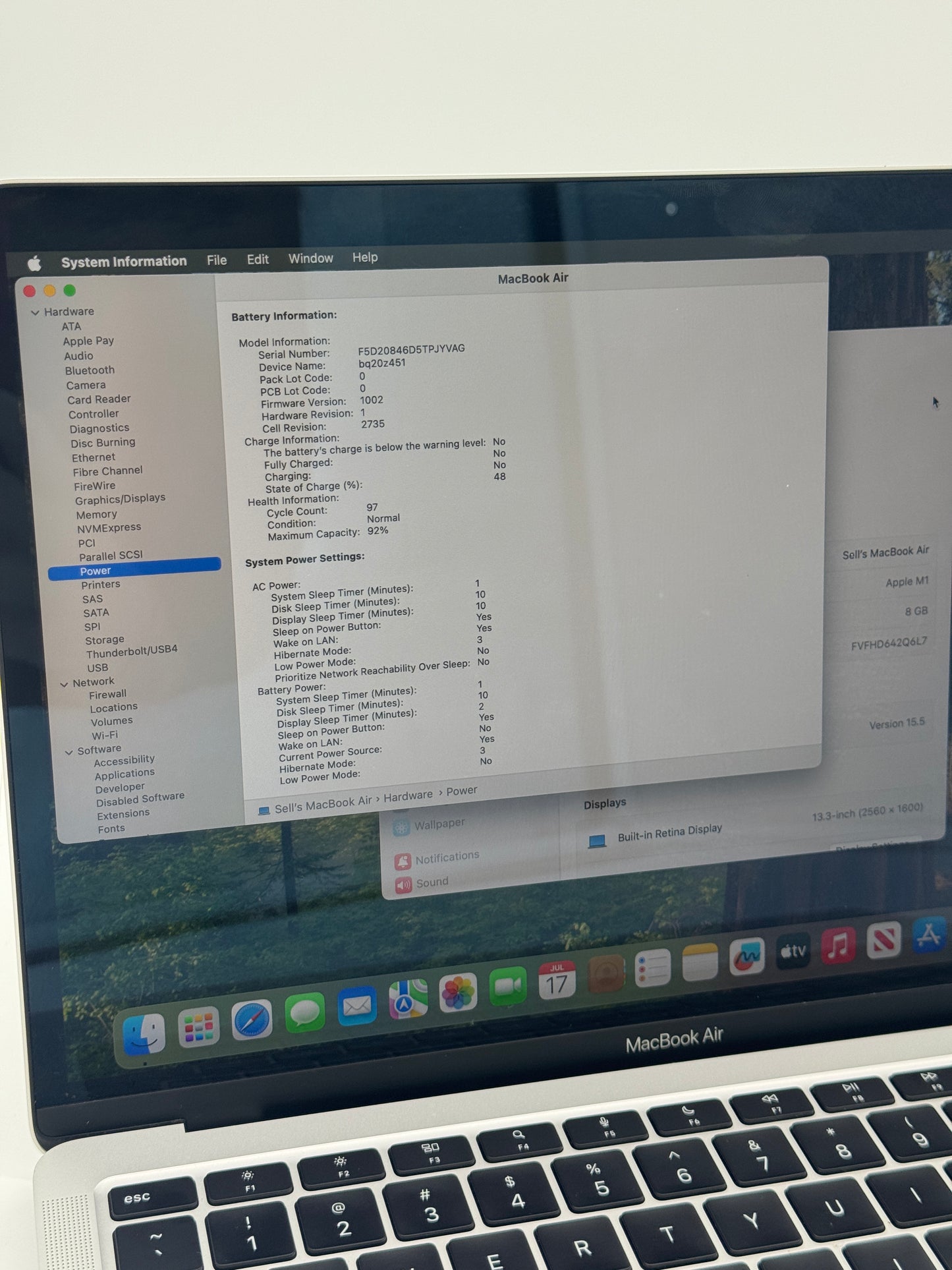 Apple MacBook Air M1 A2337 (2020) - 256GB, 8GB RAM, Gray - Used
