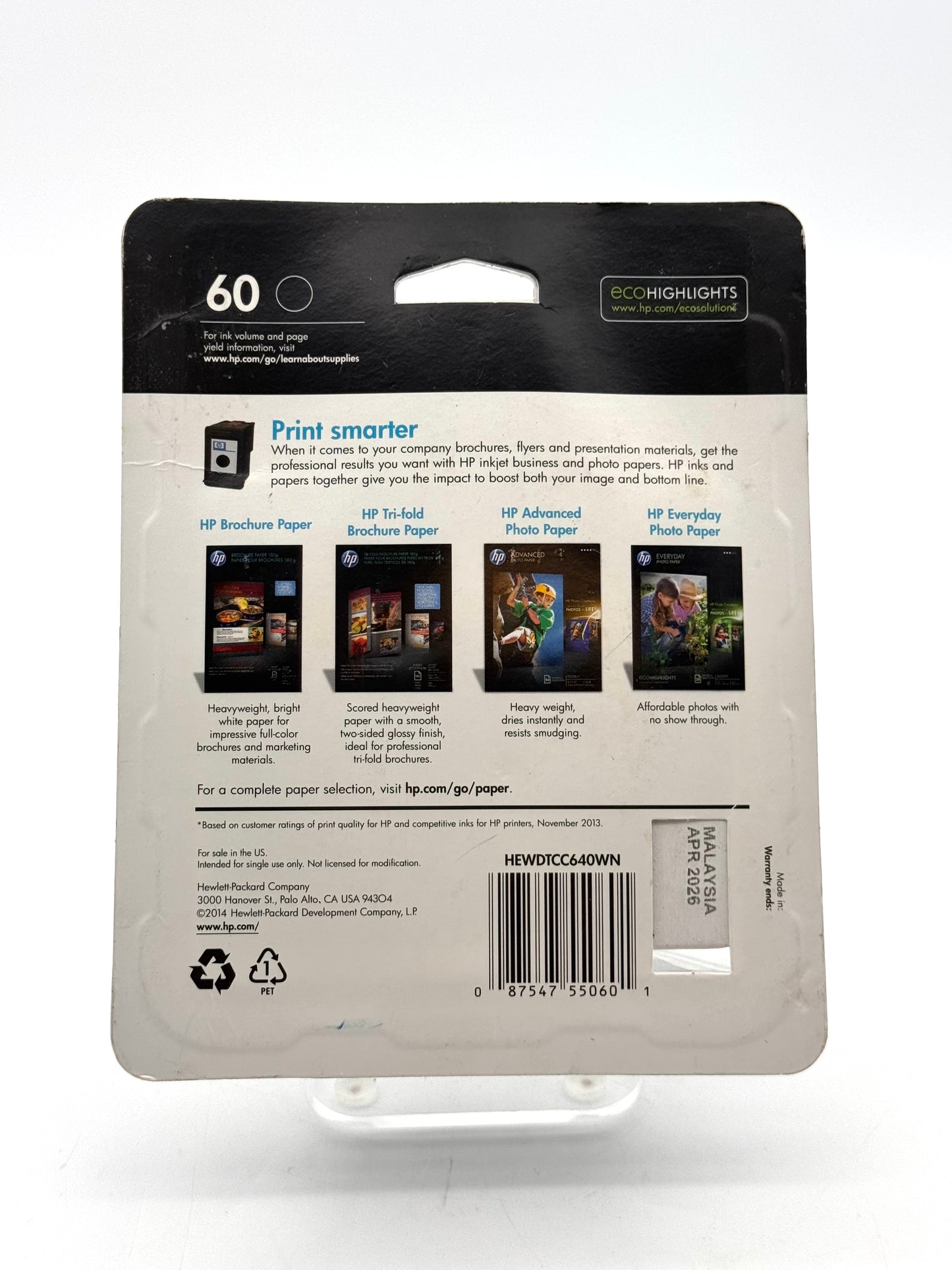 HP 60 Black Original Ink Cartridge  *** New & Sealed ***