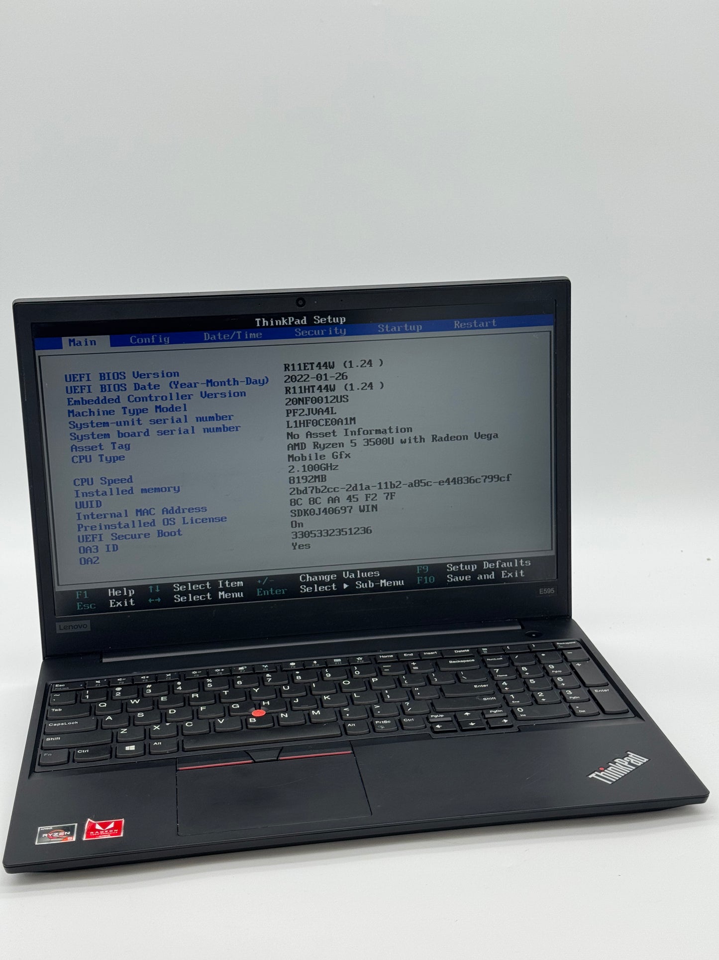 Lenovo Thinkpad E595 Laptop - AMD Ryzen 5, 8GB RAM, 256GB SSD - Used - B - Black
