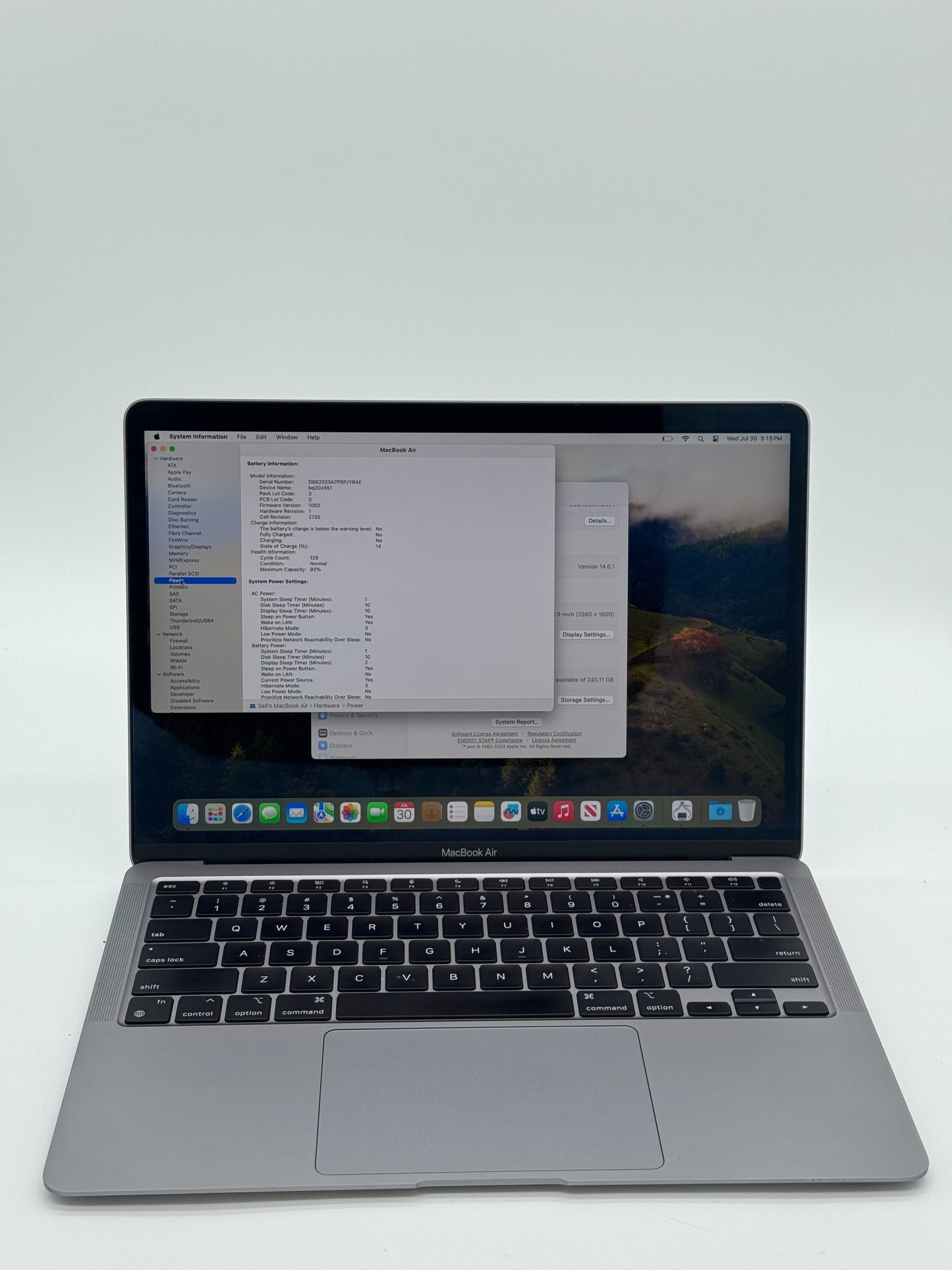 Apple Macbook Air M1 A2337 2020 - Used, 8GB RAM, 128GB SSD, Space Gray